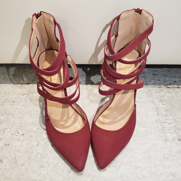 Red leather/suede ladies pump - Picture 2 of 5